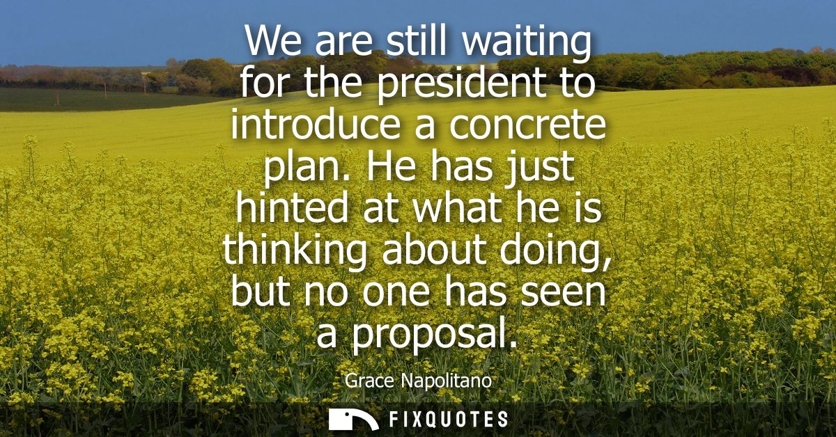 We are still waiting for the president to introduce a concrete plan. He has just hinted at what he is thinking about doi