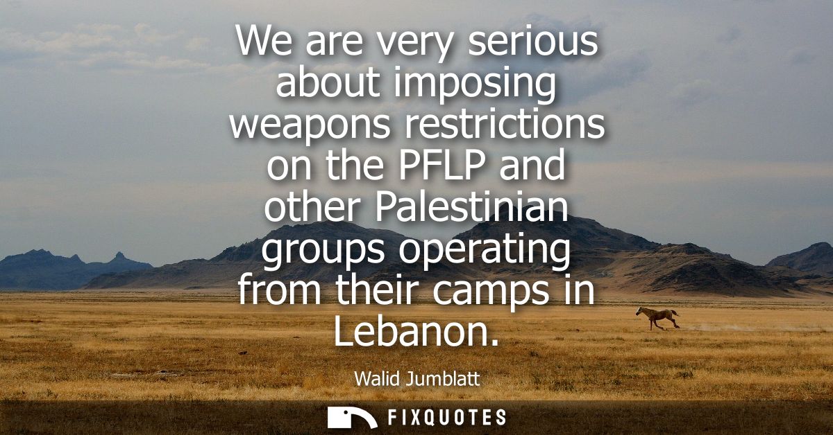 We are very serious about imposing weapons restrictions on the PFLP and other Palestinian groups operating from their ca