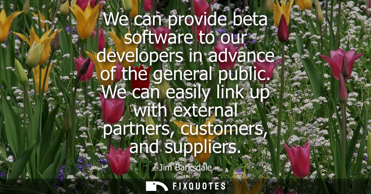 We can provide beta software to our developers in advance of the general public. We can easily link up with external par