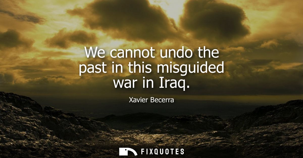 We cannot undo the past in this misguided war in Iraq