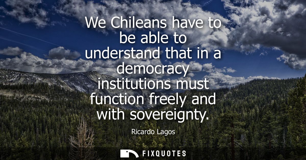 We Chileans have to be able to understand that in a democracy institutions must function freely and with sovereignty