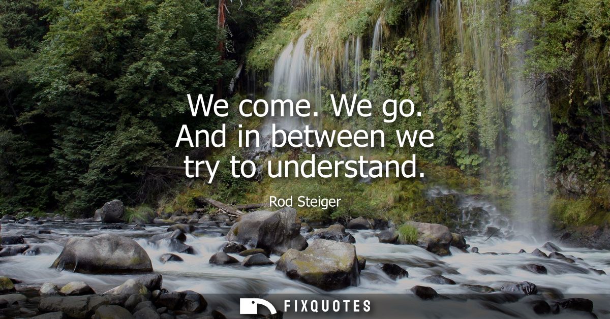 We come. We go. And in between we try to understand - Rod Steiger
