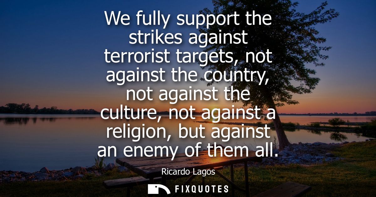 We fully support the strikes against terrorist targets, not against the country, not against the culture, not against a 