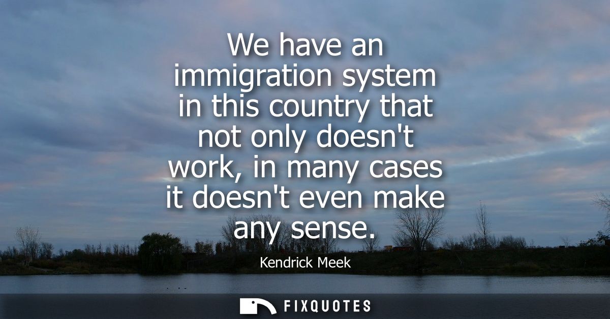 We have an immigration system in this country that not only doesnt work, in many cases it doesnt even make any sense