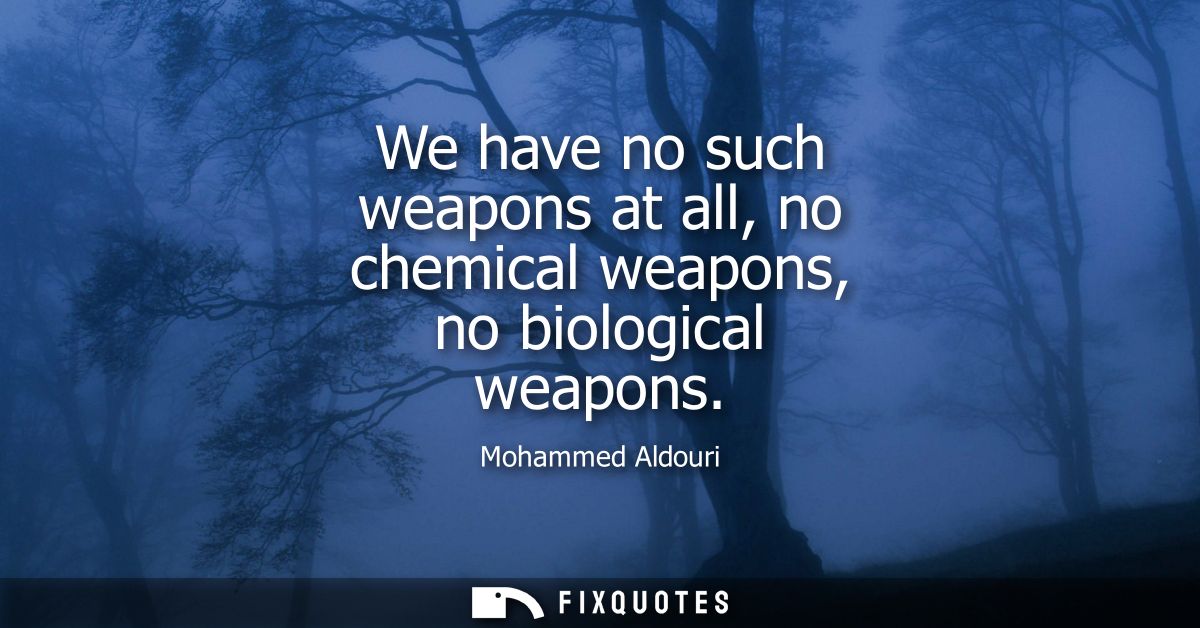 We have no such weapons at all, no chemical weapons, no biological weapons