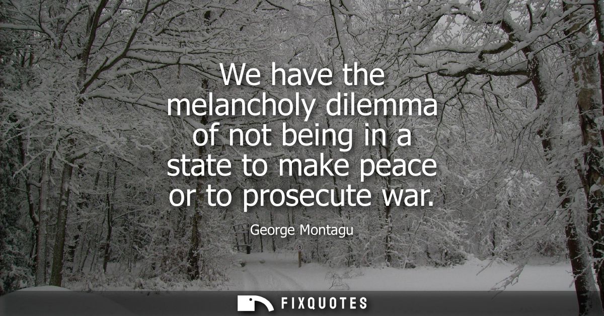 We have the melancholy dilemma of not being in a state to make peace or to prosecute war