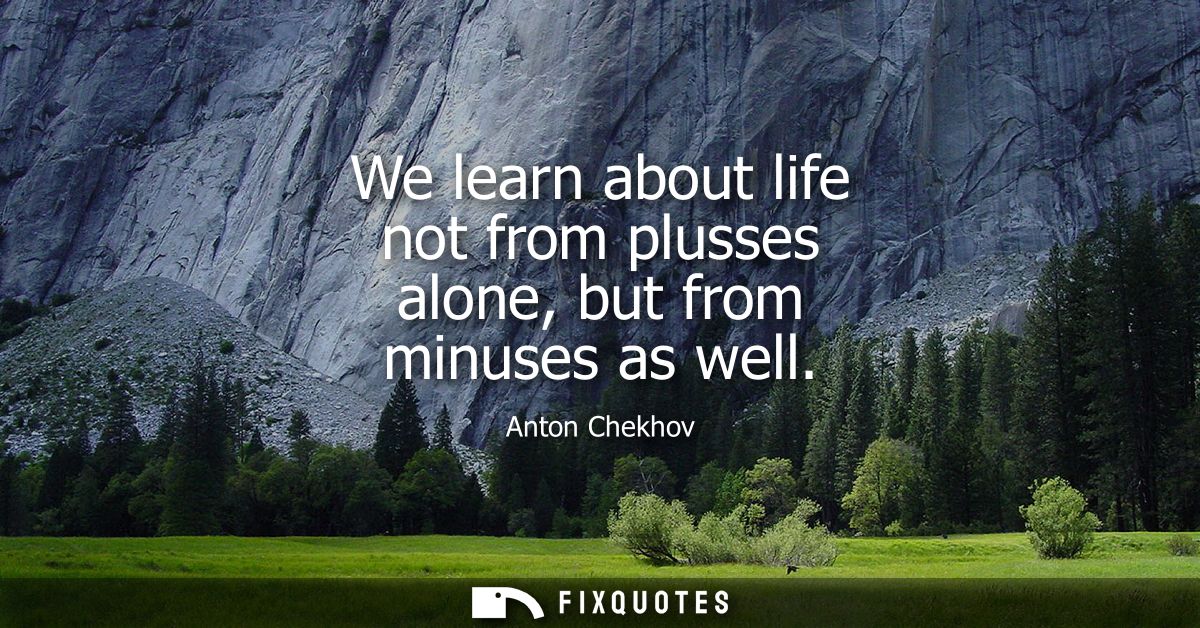 We learn about life not from plusses alone, but from minuses as well