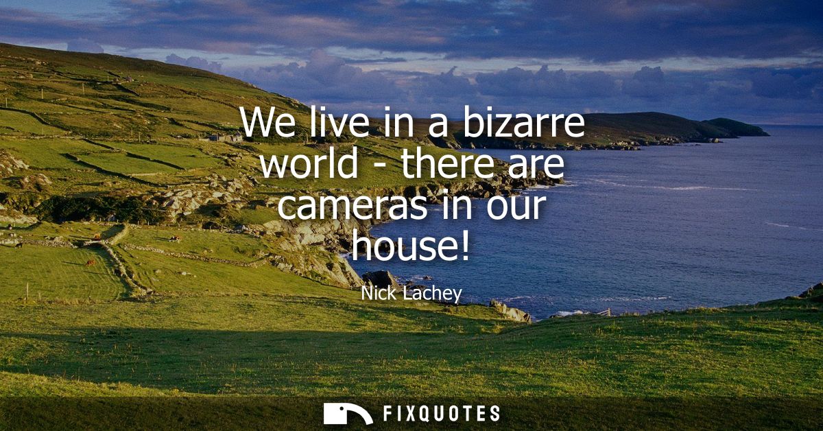We live in a bizarre world - there are cameras in our house!