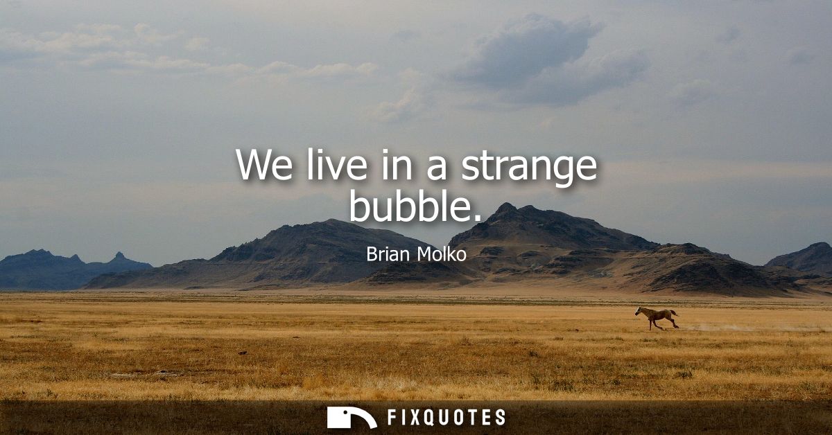 We live in a strange bubble