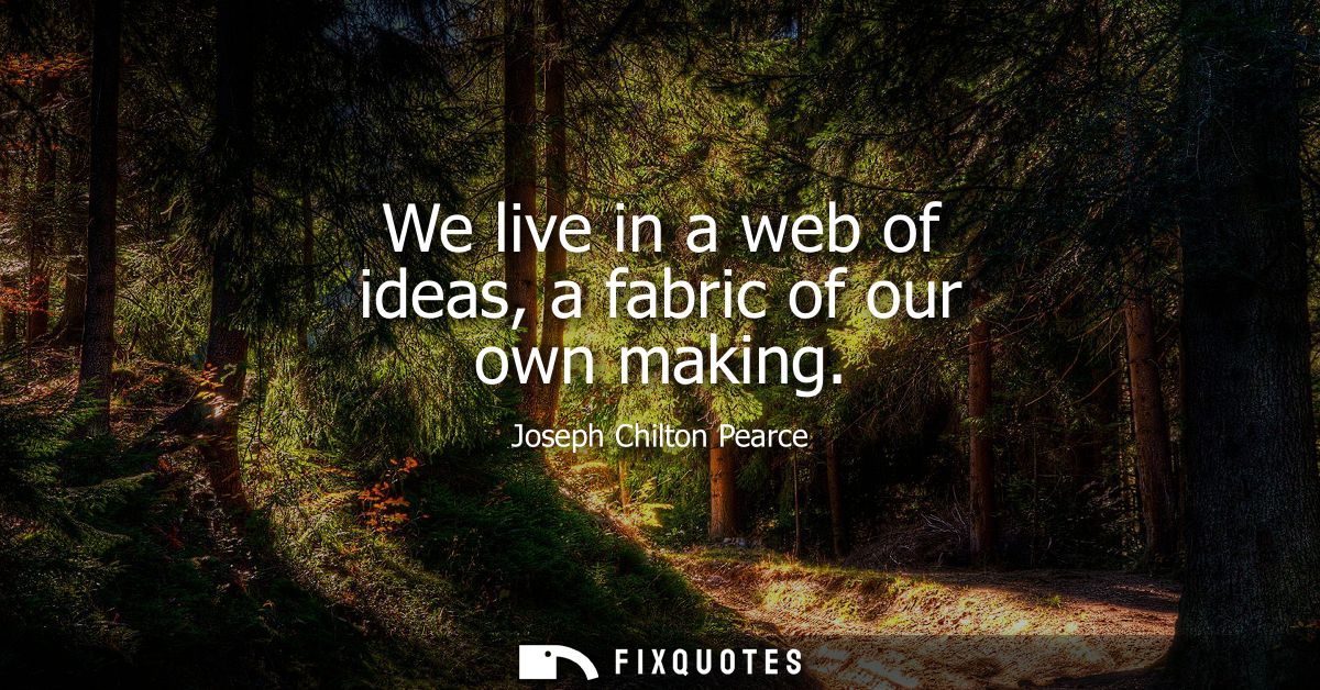 We live in a web of ideas, a fabric of our own making