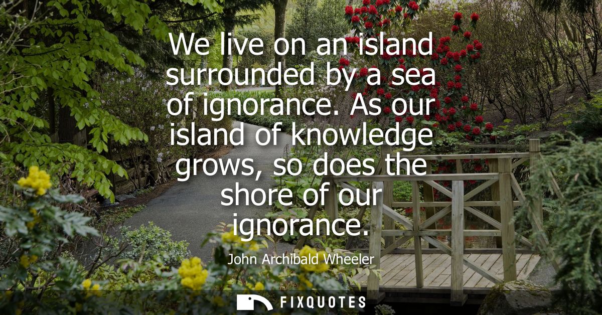 We live on an island surrounded by a sea of ignorance. As our island of knowledge grows, so does the shore of our ignora