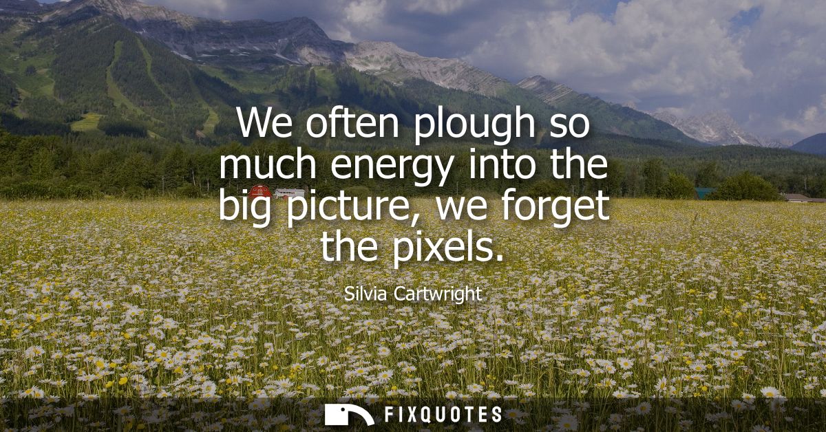 We often plough so much energy into the big picture, we forget the pixels