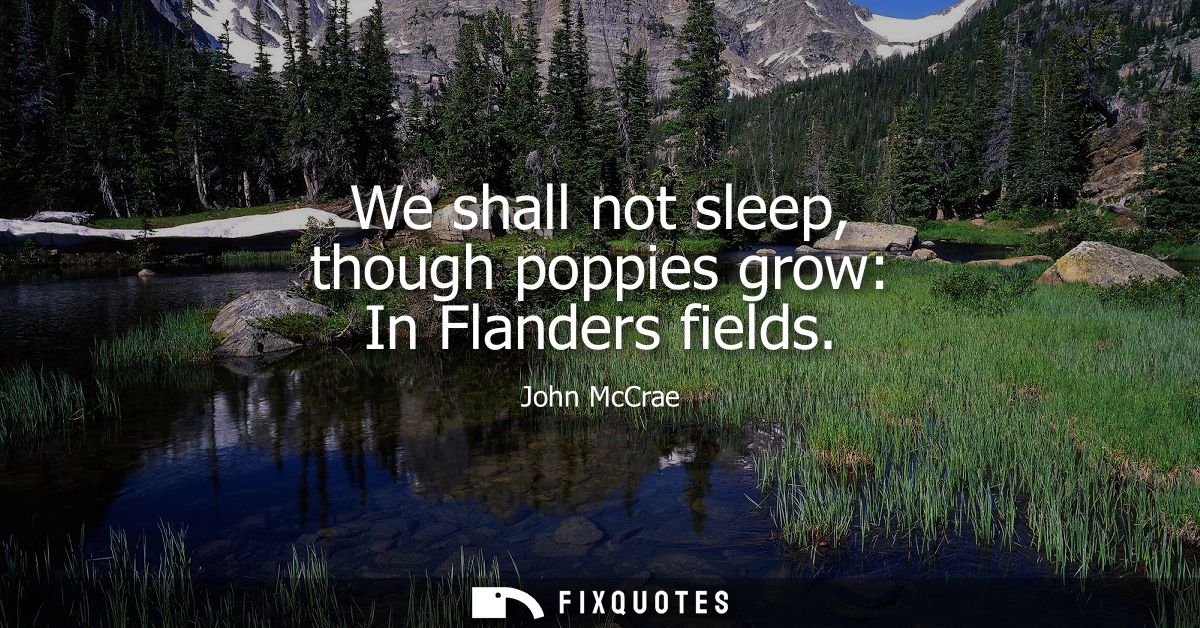 We shall not sleep, though poppies grow: In Flanders fields
