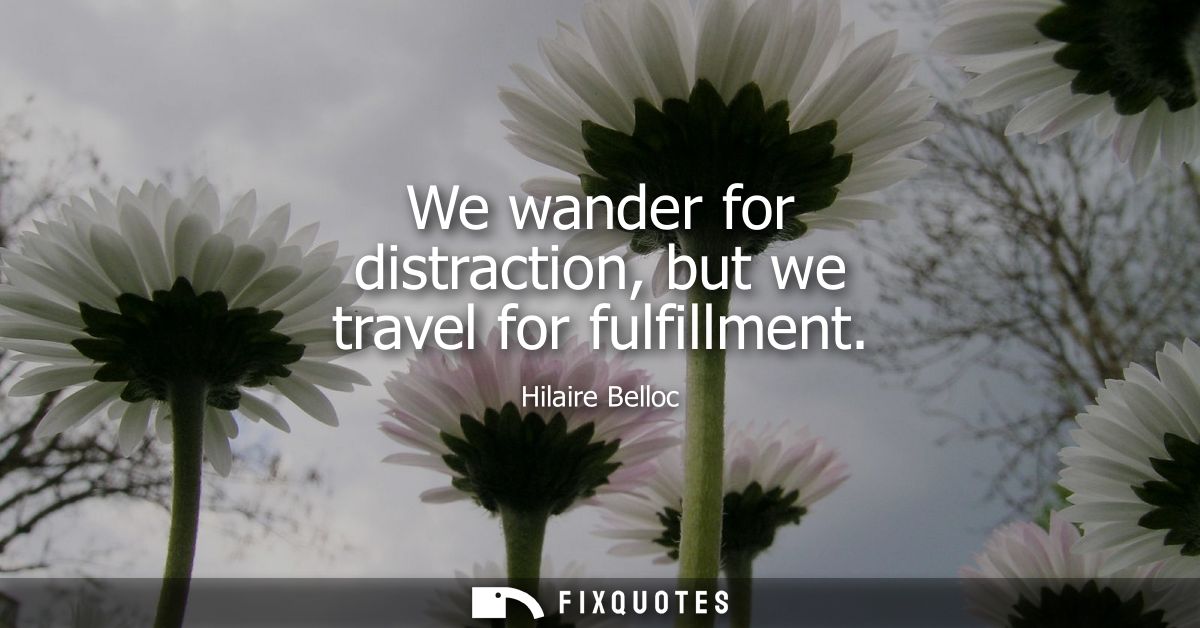We wander for distraction, but we travel for fulfillment