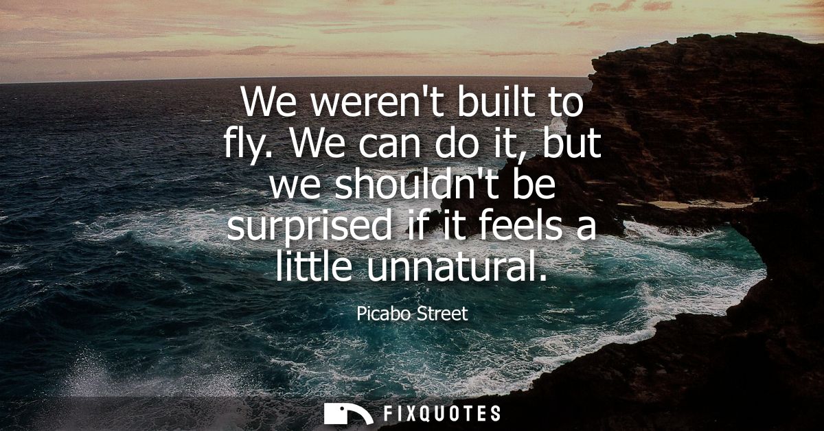 We werent built to fly. We can do it, but we shouldnt be surprised if it feels a little unnatural - Picabo Street
