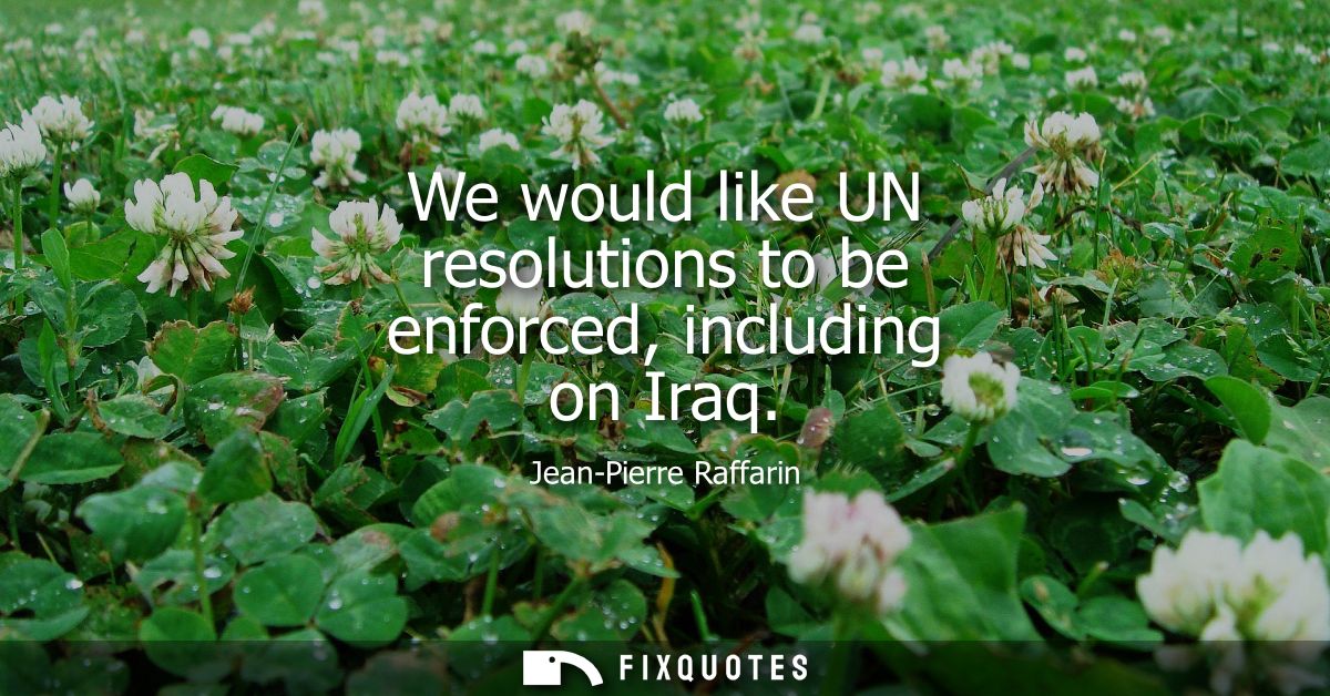 We would like UN resolutions to be enforced, including on Iraq