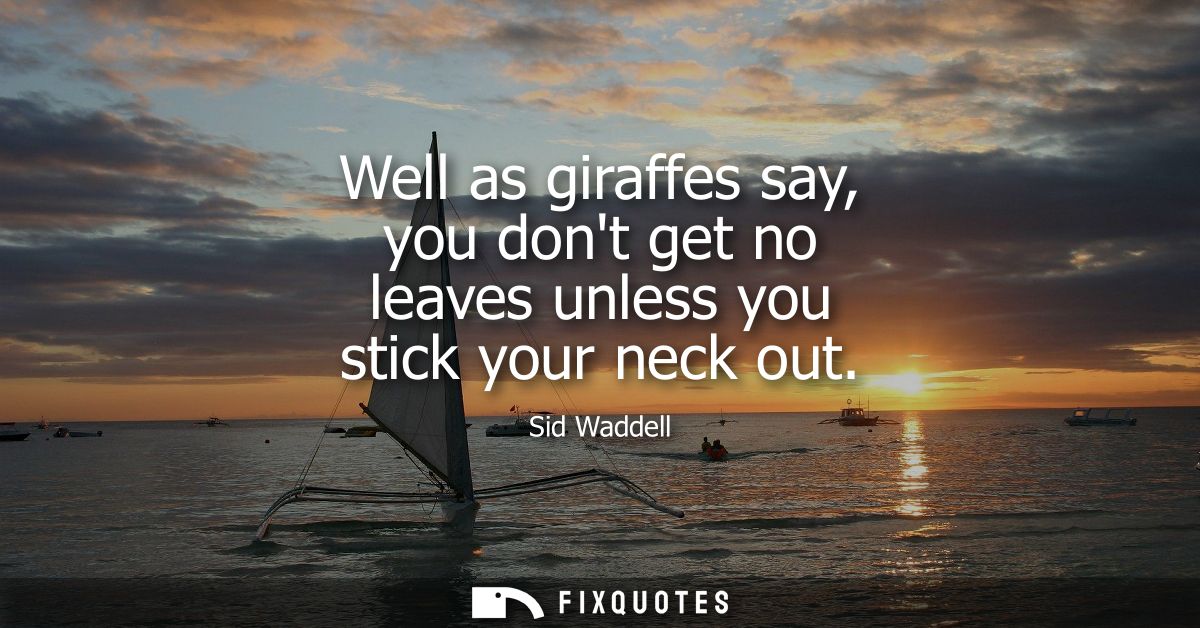 Well as giraffes say, you dont get no leaves unless you stick your neck out