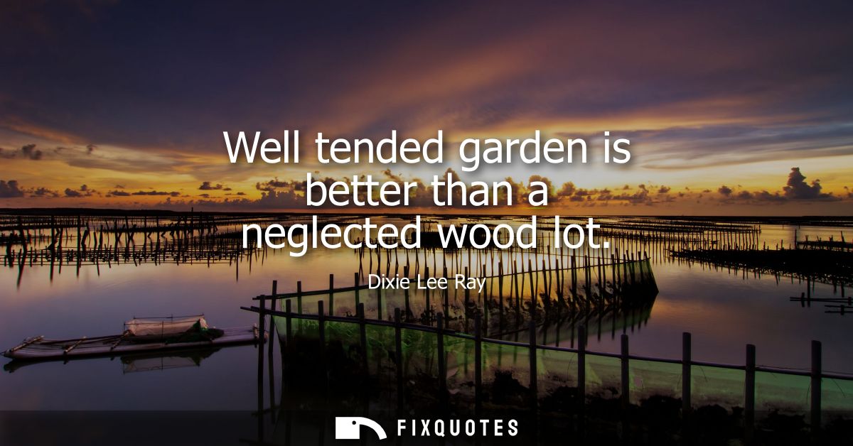 Well tended garden is better than a neglected wood lot