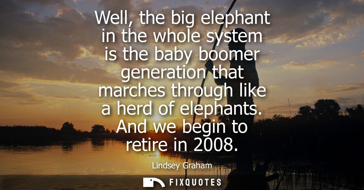 Well, the big elephant in the whole system is the baby boomer generation that marches through like a herd of elephants. 