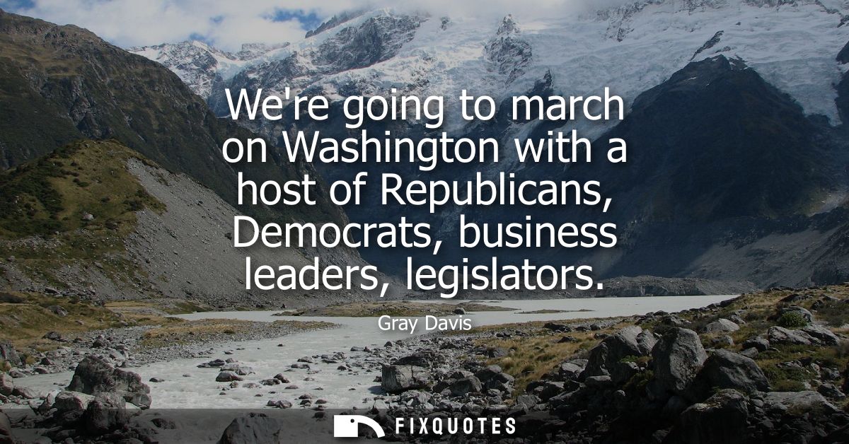 Were going to march on Washington with a host of Republicans, Democrats, business leaders, legislators