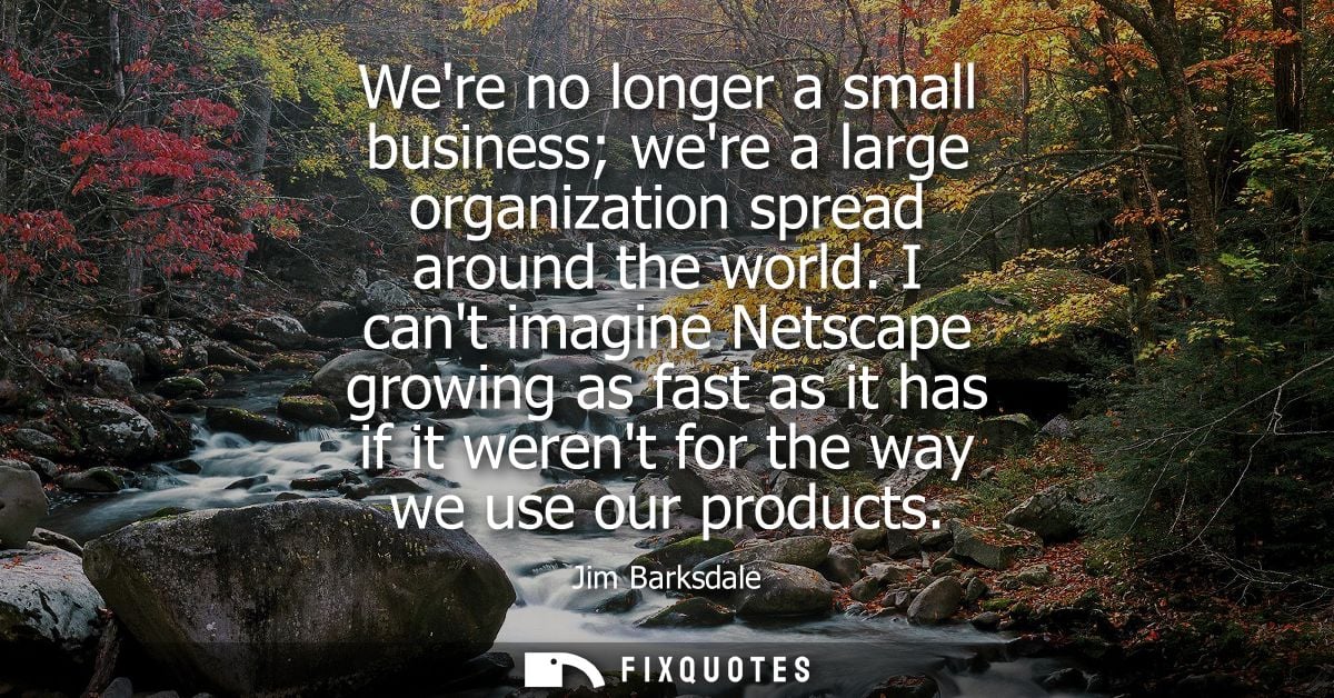 Were no longer a small business were a large organization spread around the world. I cant imagine Netscape growing as fa
