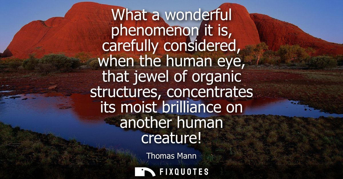 What a wonderful phenomenon it is, carefully considered, when the human eye, that jewel of organic structures, concentra