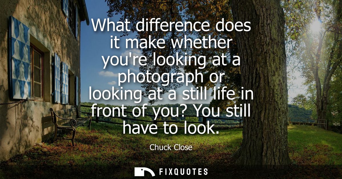 What difference does it make whether youre looking at a photograph or looking at a still life in front of you? You still