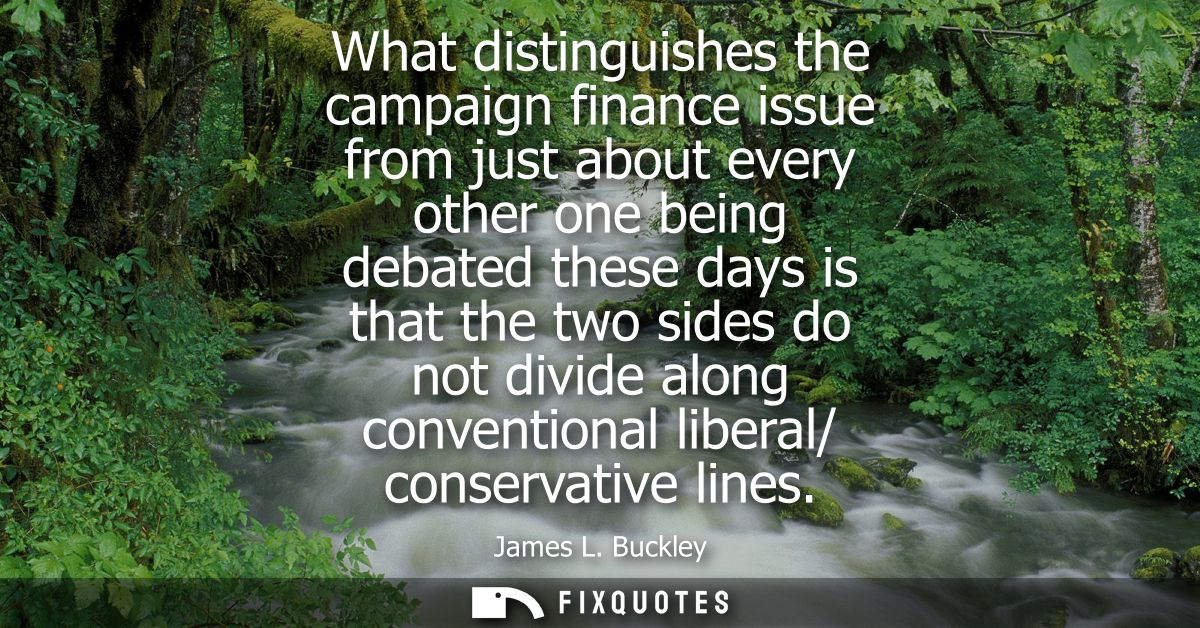 What distinguishes the campaign finance issue from just about every other one being debated these days is that the two s
