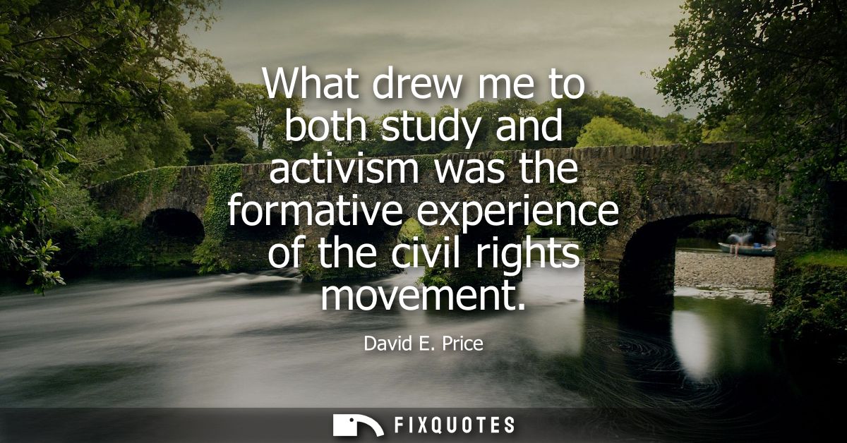 What drew me to both study and activism was the formative experience of the civil rights movement