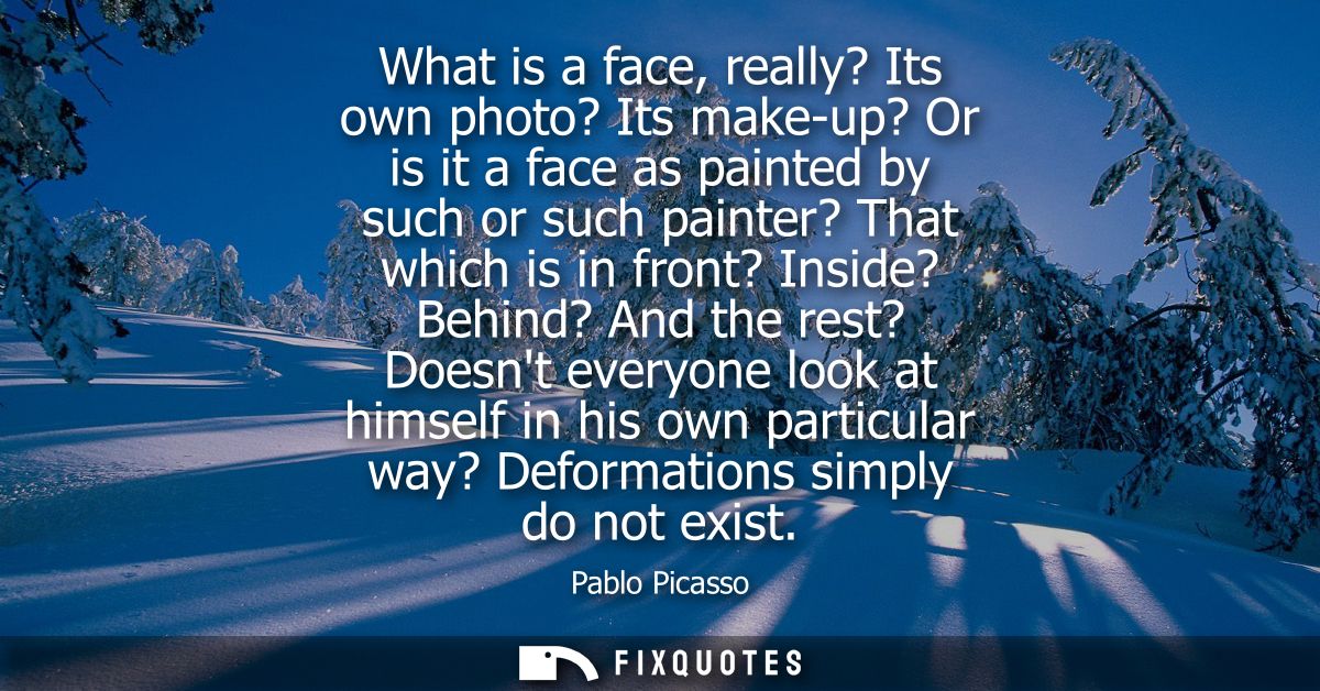 What is a face, really? Its own photo? Its make-up? Or is it a face as painted by such or such painter? That which is in