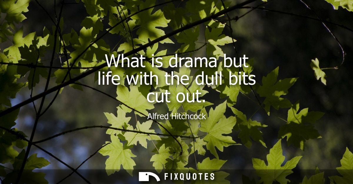 What is drama but life with the dull bits cut out