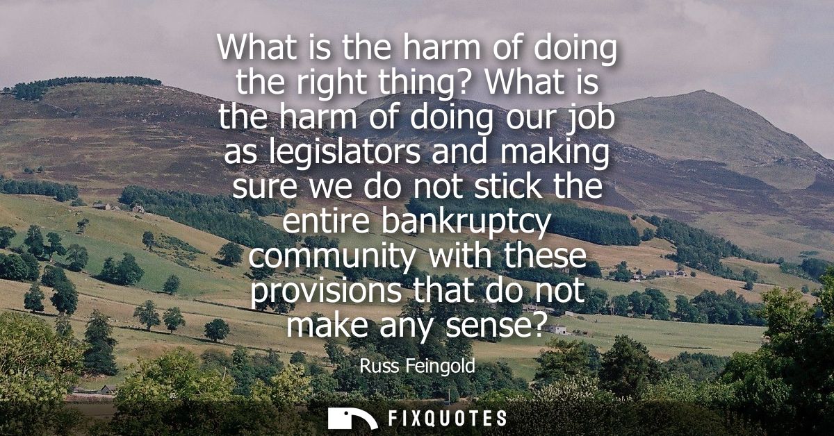 What is the harm of doing the right thing? What is the harm of doing our job as legislators and making sure we do not st