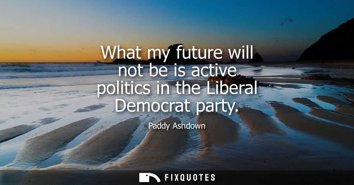 What my future will not be is active politics in the Liberal Democrat party
