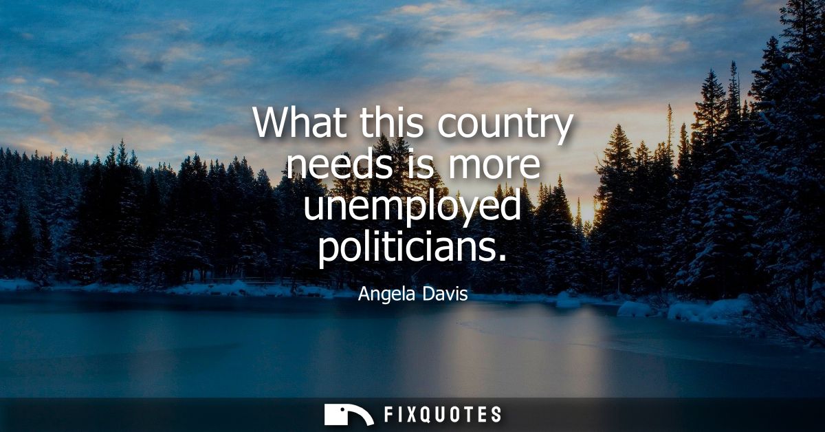 What this country needs is more unemployed politicians