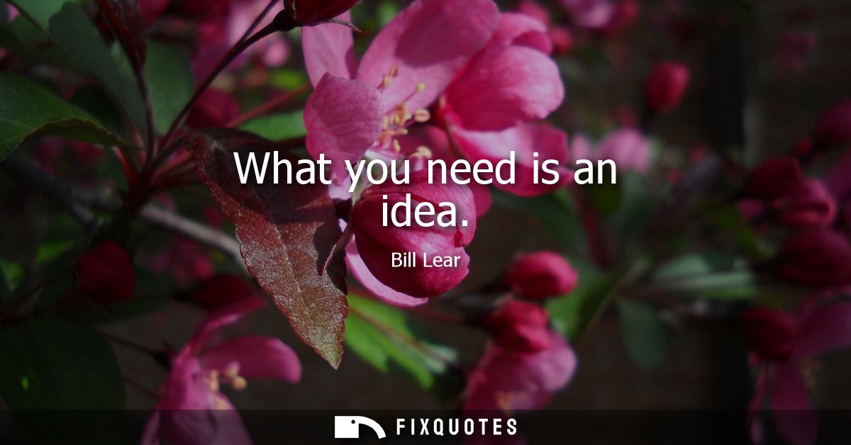 What you need is an idea