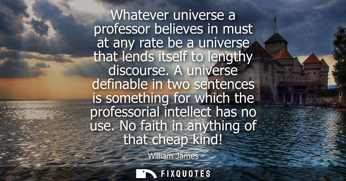 Whatever universe a professor believes in must at any rate be a universe that lends itself to lengthy discourse.