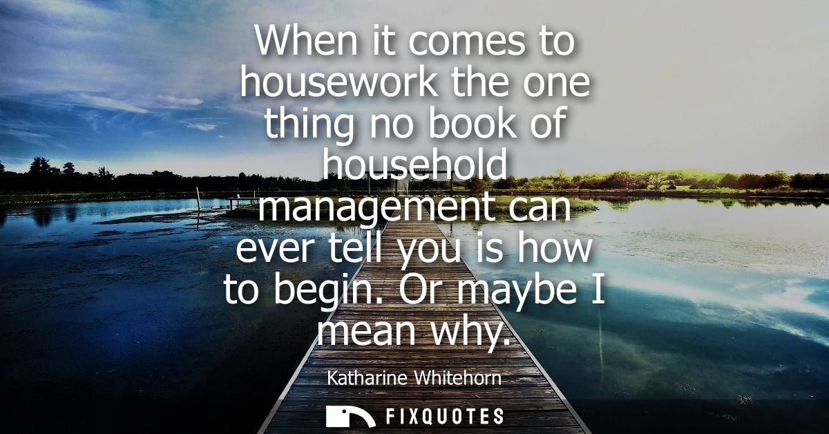 When it comes to housework the one thing no book of household management can ever tell you is how to begin. Or maybe I m