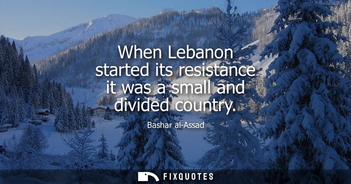 When Lebanon started its resistance it was a small and divided country