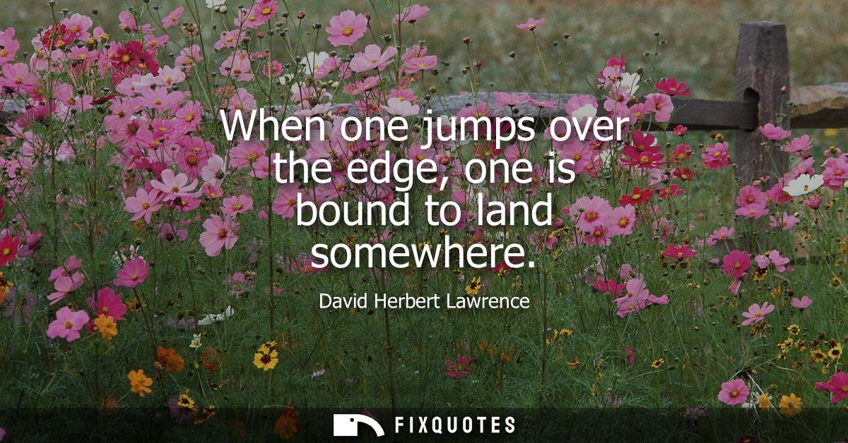 When one jumps over the edge, one is bound to land somewhere