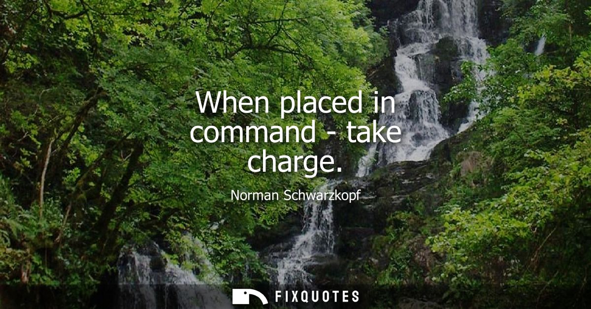 When placed in command - take charge