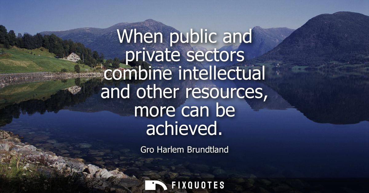 When public and private sectors combine intellectual and other resources, more can be achieved