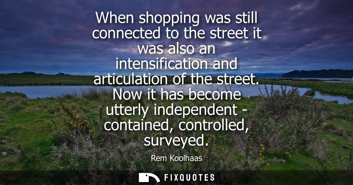 When shopping was still connected to the street it was also an intensification and articulation of the street.