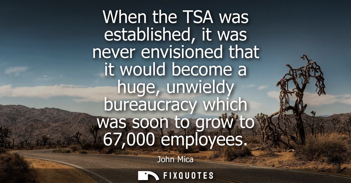 When the TSA was established, it was never envisioned that it would become a huge, unwieldy bureaucracy which was soon t