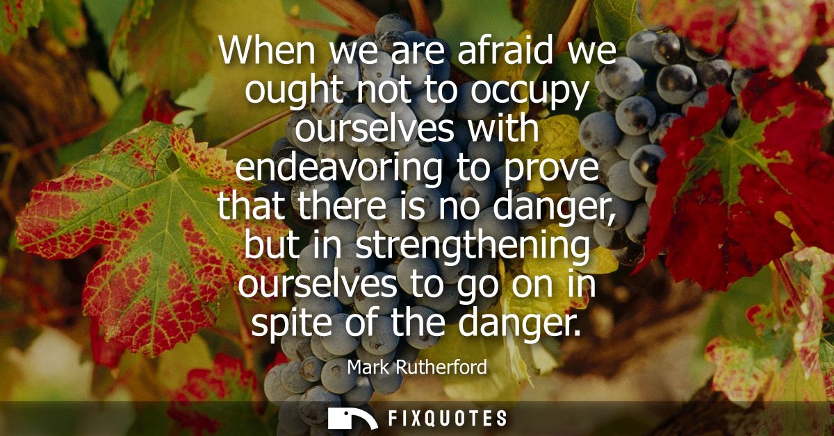 When we are afraid we ought not to occupy ourselves with endeavoring to prove that there is no danger, but in strengthen