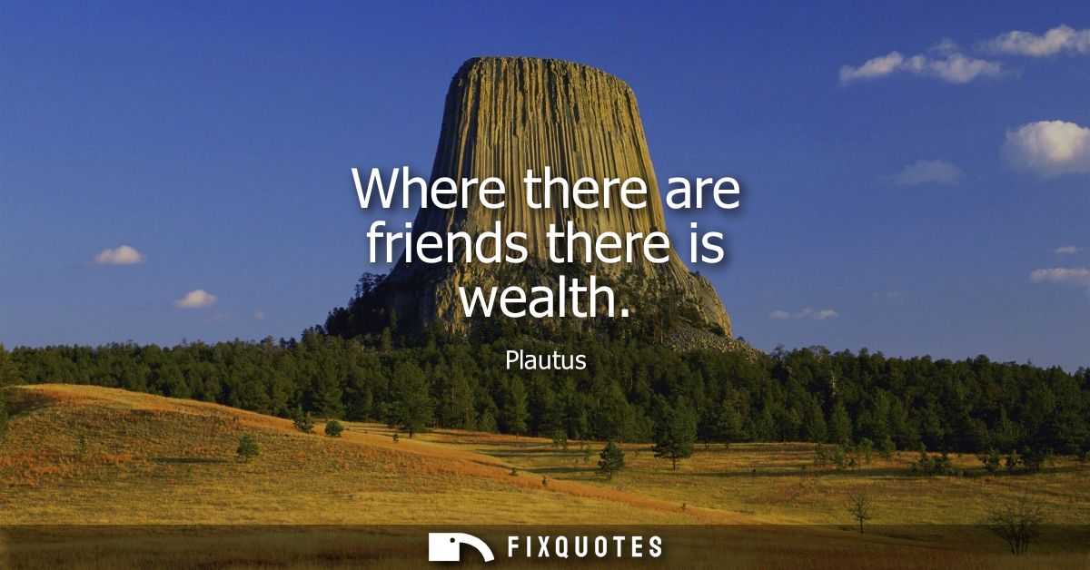 Where there are friends there is wealth