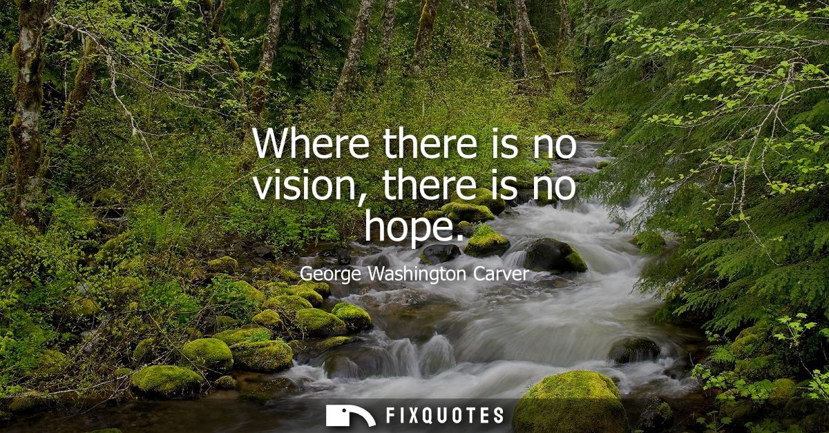 Where there is no vision, there is no hope