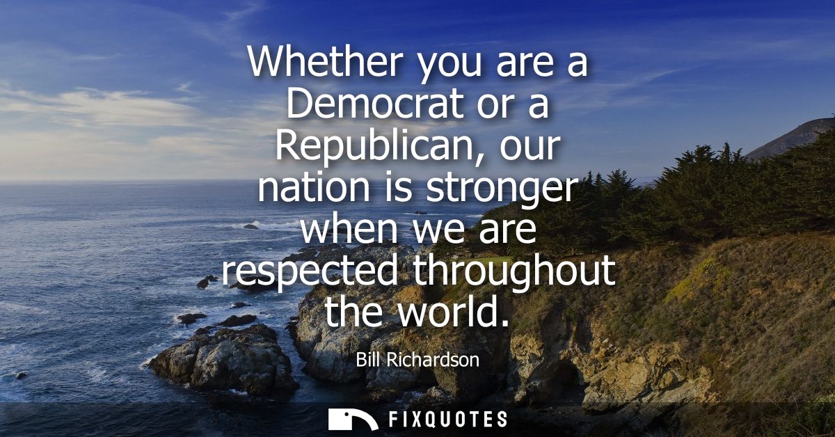 Whether you are a Democrat or a Republican, our nation is stronger when we are respected throughout the world