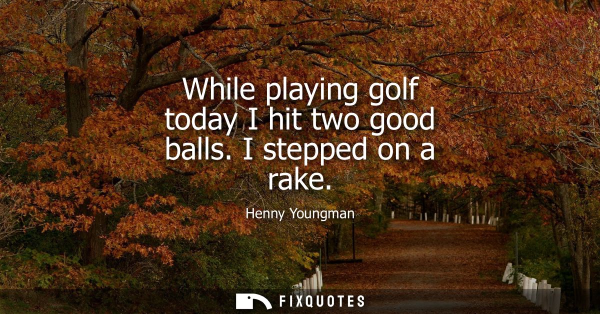 While playing golf today I hit two good balls. I stepped on a rake