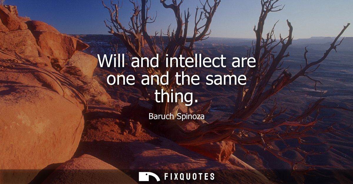 Will and intellect are one and the same thing