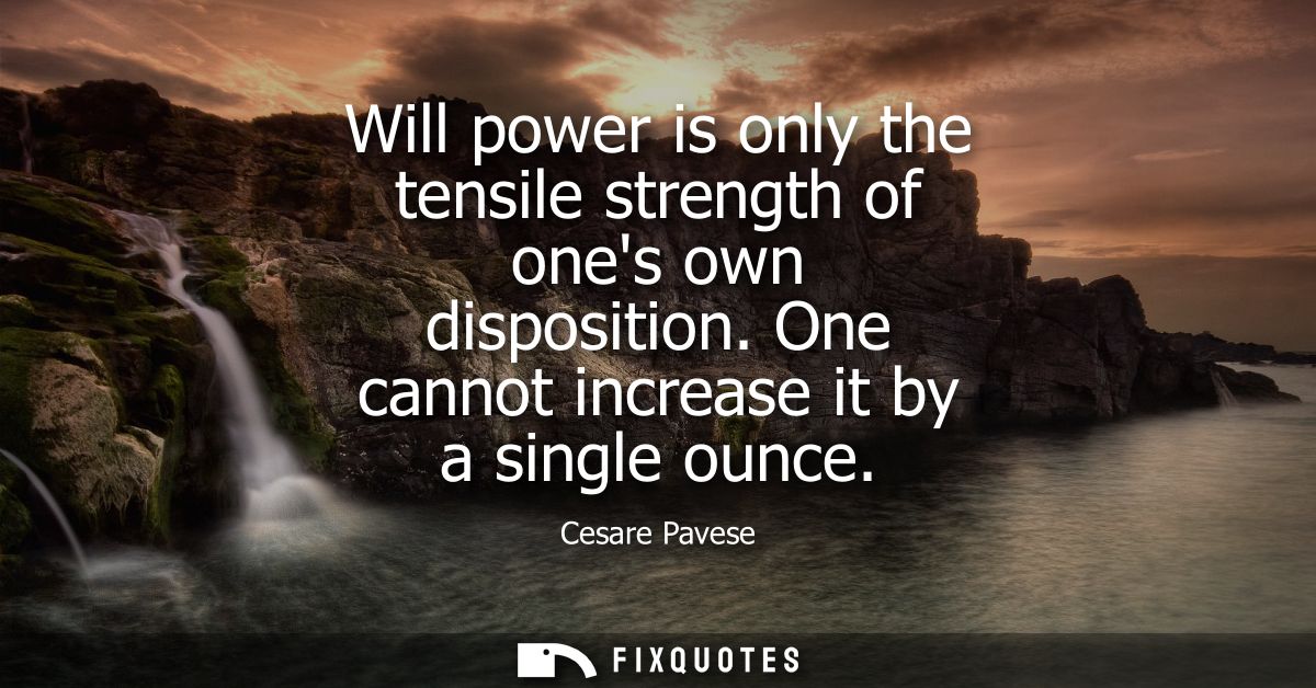Will power is only the tensile strength of ones own disposition. One cannot increase it by a single ounce